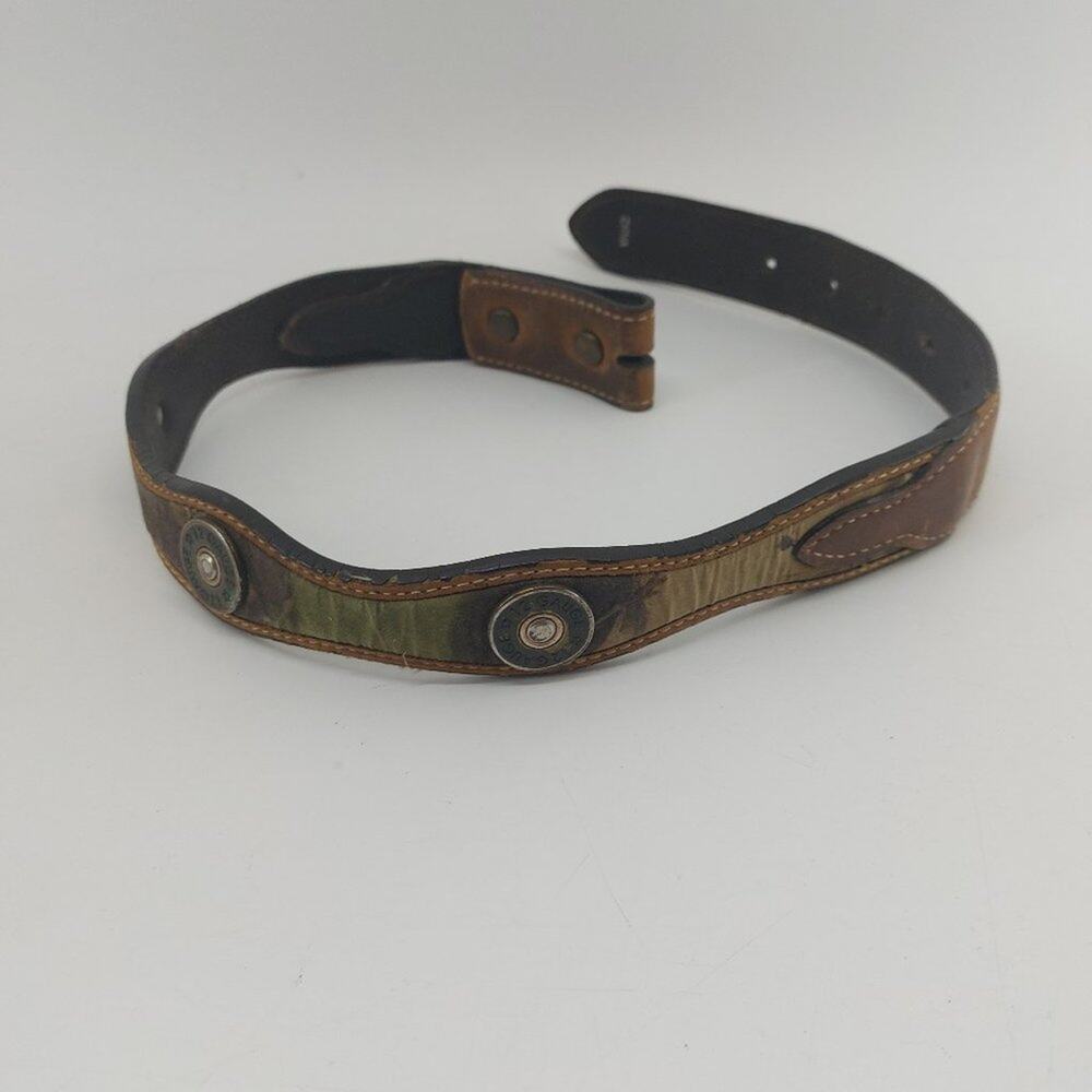 Nocona Belt Child's Camo Scalloped Replacement Belt Brown Leather Fabric Size 22